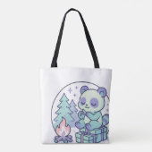 Schattigee Pastel Panda bij het kampvuur met gesch Tote Bag (Achterkant)