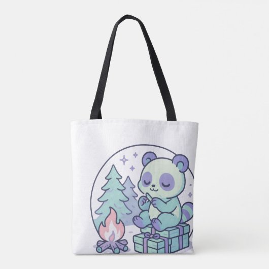 Schattigee Pastel Panda bij het kampvuur met gesch Tote Bag (Achterkant)
