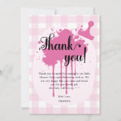 Schattigee Pastel Pink Gingham Baby shower Bedankkaart (Voorkant)