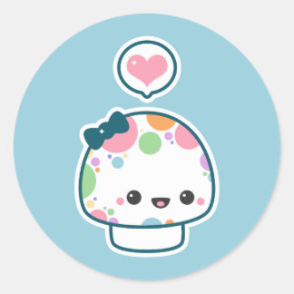 Schattigee pastel polka gestippelde paddenstoel ronde sticker