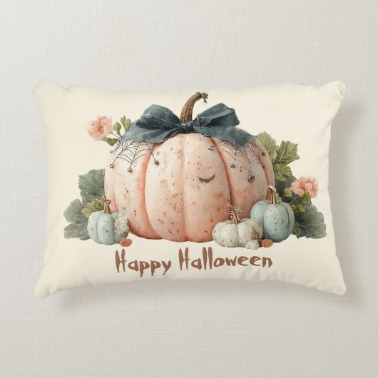 Schattigee Pastel Pumpkin Happy Halloween Accent Kussen (Voorkant)