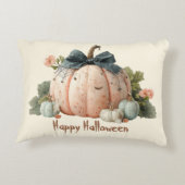 Schattigee Pastel Pumpkin Happy Halloween Accent Kussen (Achterkant)