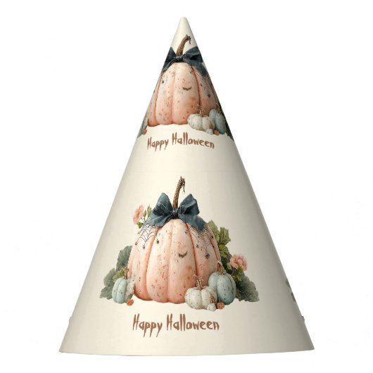 Schattigee Pastel Pumpkin Happy Halloween Feesthoedjes (Voorkant)