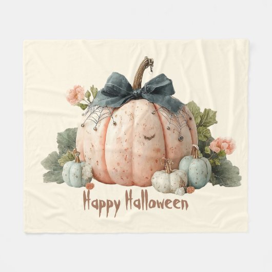 Schattigee Pastel Pumpkin Happy Halloween Fleece Deken (Voorkant (Horizontaal))
