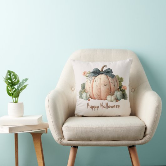 Schattigee Pastel Pumpkin Happy Halloween Kussen (Stoel)