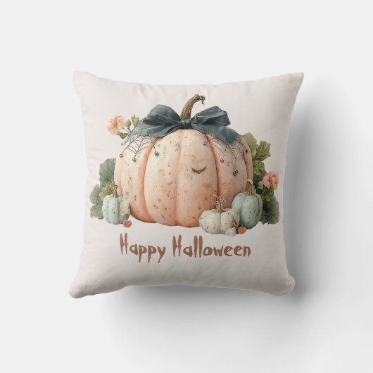 Schattigee Pastel Pumpkin Happy Halloween Kussen (Achterkant)