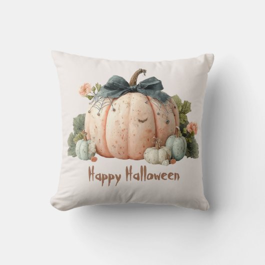 Schattigee Pastel Pumpkin Happy Halloween Kussen (Voorkant)