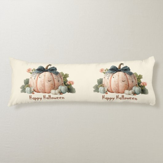 Schattigee Pastel Pumpkin Happy Halloween Lichaamskussen (Voorkant)