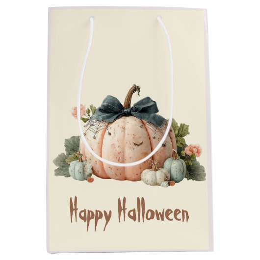 Schattigee Pastel Pumpkin Happy Halloween Medium Cadeauzakje (Voorkant)