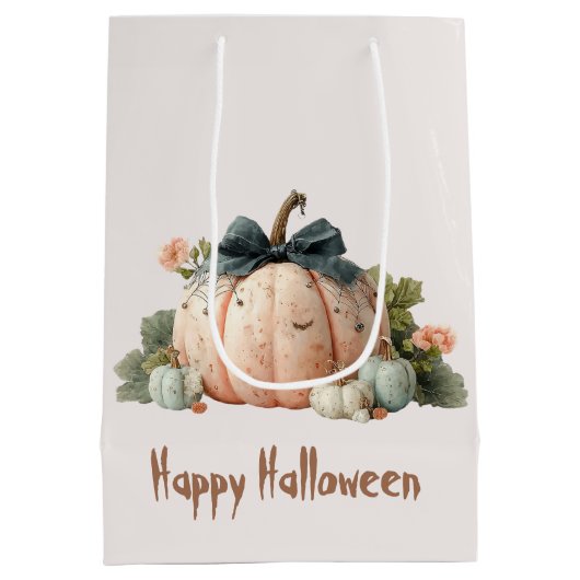 Schattigee Pastel Pumpkin Happy Halloween Medium Cadeauzakje (Achterkant)