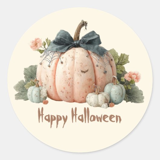 Schattigee Pastel Pumpkin Happy Halloween Ronde Sticker (Voorkant)
