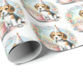 Schattigee Pastel Puppy Beagle - Verjaardag Cadeaupapier (Rol Hoek)