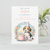 Schattigee Pastel Puppy Beagle - Verjaardag Kaart (Staand voorkant)