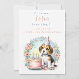 Schattigee Pastel Puppy Beagle - Verjaardag Kaart
