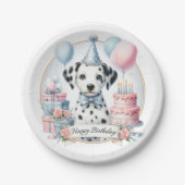 Schattigee Pastel Puppy Dalmatiër - Verjaardag Papieren Bordje (Voorkant)