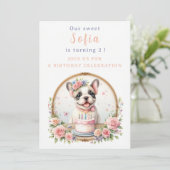 Schattigee Pastel Puppy Franse Bulldog - Verjaarda Kaart (Staand voorkant)