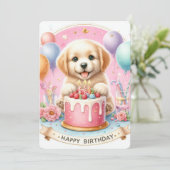 Schattigee Pastel Puppy Labrador - Verjaardag Kaar Feestdagenkaart (Staand voorkant)