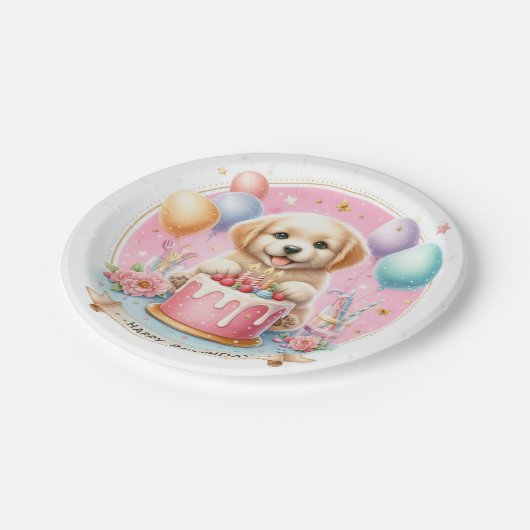 Schattigee Pastel Puppy Labrador - Verjaardag Papieren Bordje (Gekanteld)