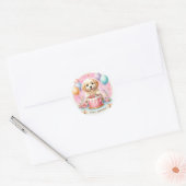 Schattigee Pastel Puppy Labrador - Verjaardag Ronde Sticker (Envelop)
