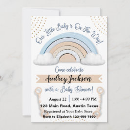 Schattigee Pastel Rainbow Boy Baby shower Uitnodig Kaart