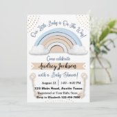 Schattigee Pastel Rainbow Boy Baby shower Uitnodig Kaart (Staand voorkant)
