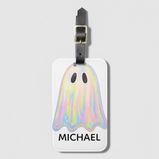 Schattigee Pastel Rainbow Ghost | Esthetisch spook Bagagelabel (Voorkant (verticaal))