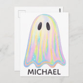 Schattigee Pastel Rainbow Ghost | Esthetisch spook Briefkaart (Voorkant / Achterkant)