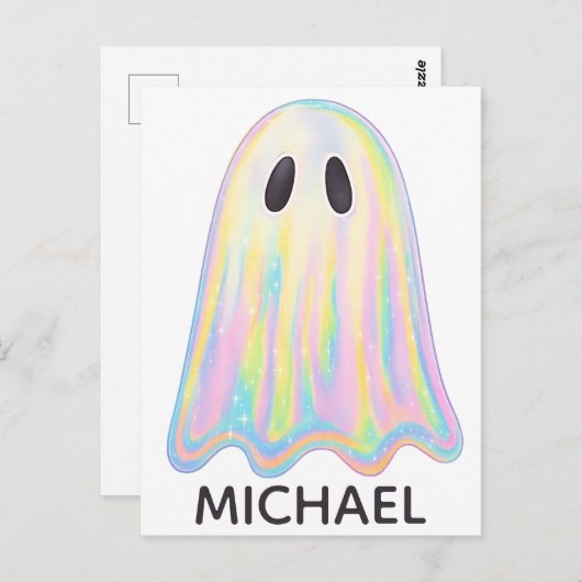Schattigee Pastel Rainbow Ghost | Esthetisch spook Briefkaart (Voorkant / Achterkant)