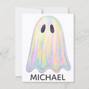 Schattigee Pastel Rainbow Ghost   Esthetisch spook Briefkaart