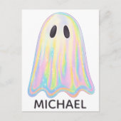 Schattigee Pastel Rainbow Ghost | Esthetisch spook Briefkaart (Voorkant)