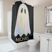 Schattigee Pastel Rainbow Ghost | Esthetisch spook Douchegordijn (In situ)