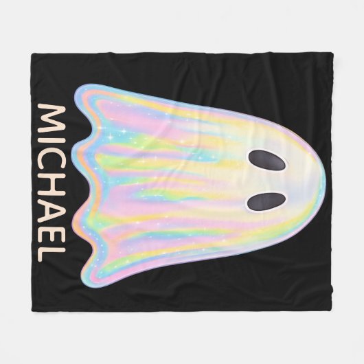 Schattigee Pastel Rainbow Ghost | Esthetisch spook Fleece Deken (Voorkant (Horizontaal))