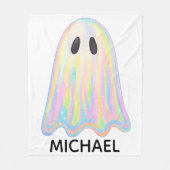 Schattigee Pastel Rainbow Ghost | Esthetisch spook Fleece Deken (Voorkant)