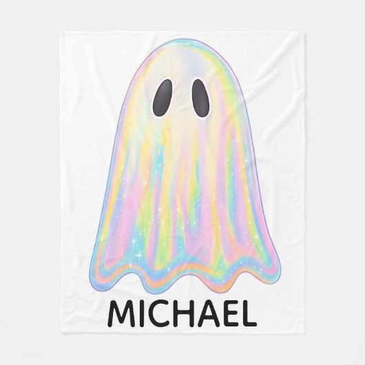 Schattigee Pastel Rainbow Ghost | Esthetisch spook Fleece Deken (Voorkant)
