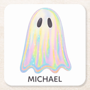 Schattigee Pastel Rainbow Ghost   Esthetisch spook Kartonnen Onderzetters