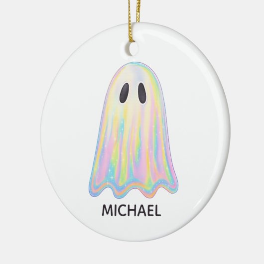 Schattigee Pastel Rainbow Ghost | Esthetisch spook Keramisch Ornament (Links)