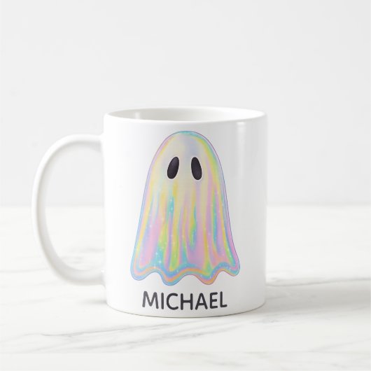 Schattigee Pastel Rainbow Ghost | Esthetisch spook Koffiemok (Links)