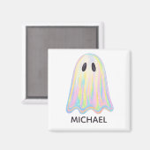 Schattigee Pastel Rainbow Ghost | Esthetisch spook Magneet (Voorkant / Achterkant)