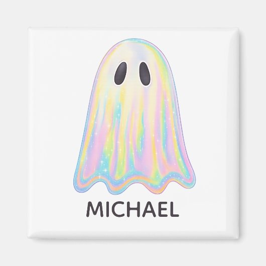 Schattigee Pastel Rainbow Ghost | Esthetisch spook Magneet (Voorkant)
