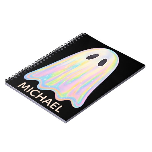 Schattigee Pastel Rainbow Ghost | Esthetisch spook Notitieboek (Linkerzijde)