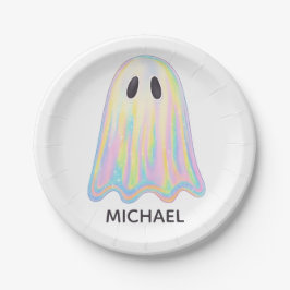Schattigee Pastel Rainbow Ghost | Esthetisch spook Papieren Bordje