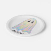 Schattigee Pastel Rainbow Ghost | Esthetisch spook Papieren Bordje (Gekanteld)