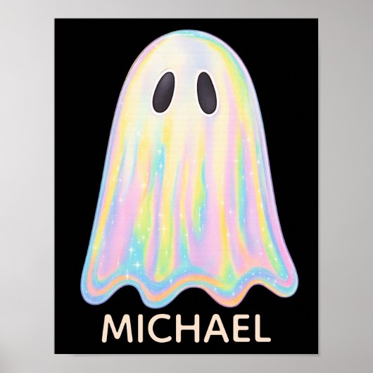 Schattigee Pastel Rainbow Ghost | Esthetisch spook Poster (Voorkant)