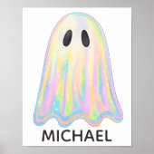 Schattigee Pastel Rainbow Ghost | Esthetisch spook Poster (Voorkant)