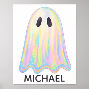 Schattigee Pastel Rainbow Ghost   Esthetisch spook Poster