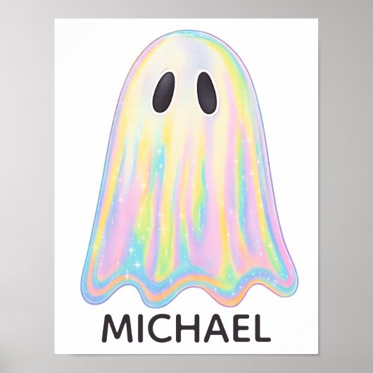 Schattigee Pastel Rainbow Ghost | Esthetisch spook Poster (Voorkant)