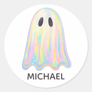 Schattigee Pastel Rainbow Ghost   Esthetisch spook Ronde Sticker
