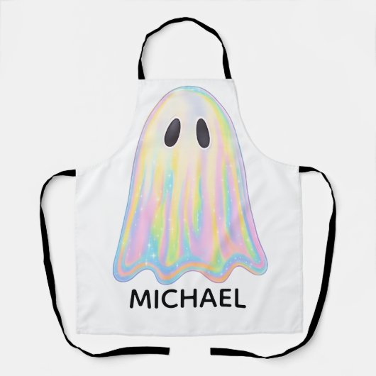 Schattigee Pastel Rainbow Ghost | Esthetisch spook Schort (Voorkant)