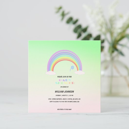 Schattigee Pastel Rainbow gradient flower Baby sho Kaart (Staand voorkant)