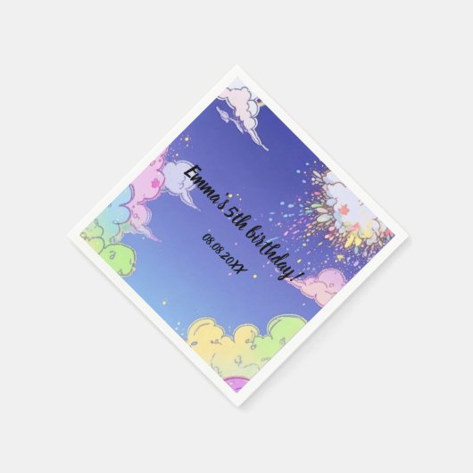 Schattigee Pastel Rainbow Kids Verjaardagsfeest Ge Servet (Hoek)